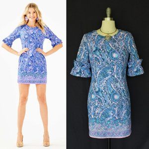 Lilly Pulitzer Fiesta Stretch Dress Purple Iris Hello Sunshine mod paisley 0